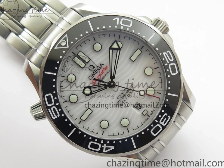 0202 Seamaster Diver 300M ORF 1:1 Best Edition Black Ceramic White Dial on SS Bracelet A Reliable 7865